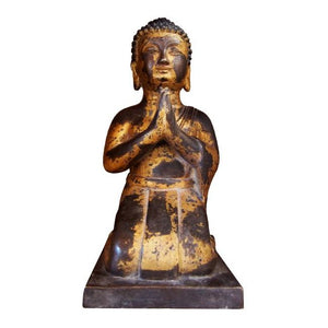 Lilys Gilt Bronze Praying Buddha Kneel Down 8043