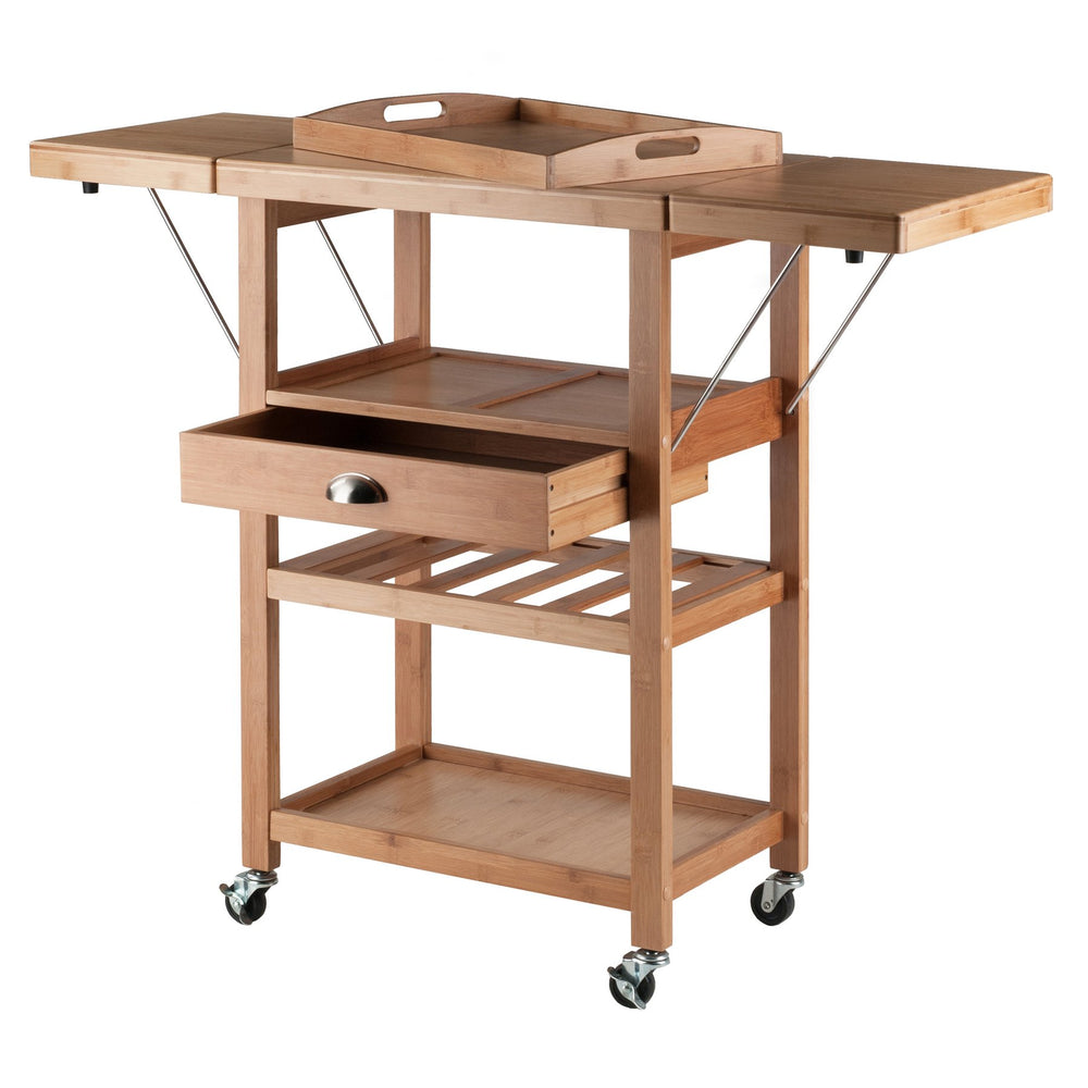 Winsome Wood Barton Kitchen Utility Cart - Versatile Drop Leaf Bamboo Design With Storage & Mobility Features Bamboo Bamboo,Composite 80434-winsome-wood