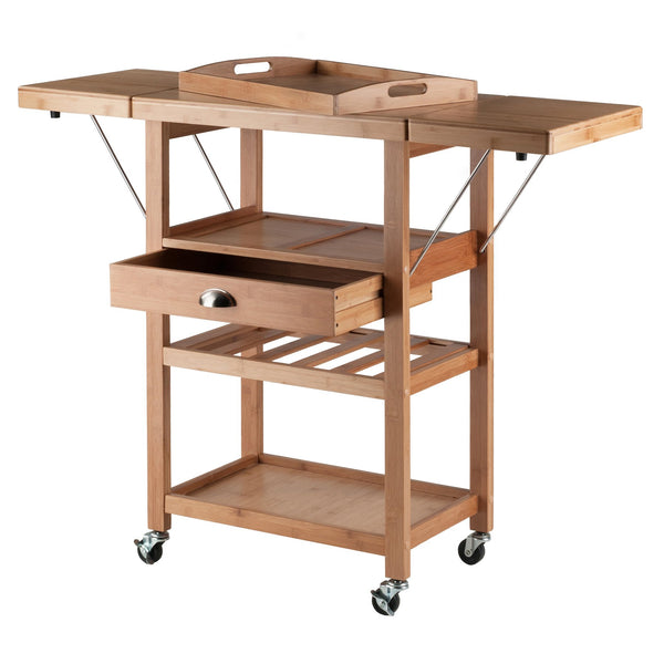 Winsome Wood Barton Kitchen Utility Cart - Versatile Drop Leaf Bamboo Design With Storage & Mobility Features Bamboo Bamboo,Composite 80434-winsome-wood