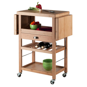 Winsome Wood Barton Kitchen Utility Cart - Versatile Drop Leaf Bamboo Design With Storage & Mobility Features Bamboo Bamboo,Composite 80434-winsome-wood