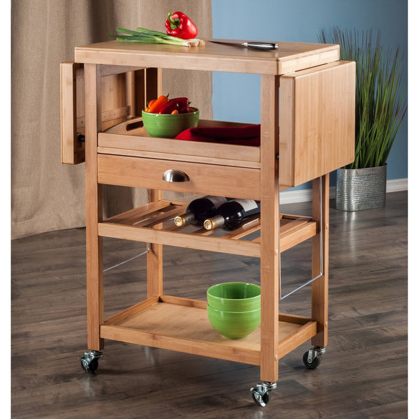 Winsome Wood Barton Kitchen Utility Cart - Versatile Drop Leaf Bamboo Design With Storage & Mobility Features Bamboo Bamboo,Composite 80434-winsome-wood