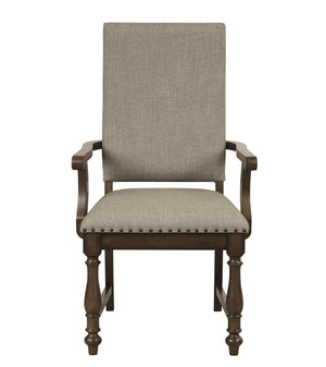 English Elm Traditional Stonington Side Chairs Set of 2 Beige Upholstered Nailhead Trim Oak Veneer Wood Dining Seats Elegantly Crafted 42" Brown Mix 42.75 L x 21.25 W x 17.5 H B011P188433