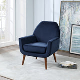 Comfort Pointe Accera Mid-Century Navy Blue Velvet Arm Chair Navy Blue