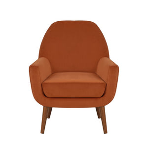 Comfort Pointe Accera Mid-Century Burnt Orange Velvet Arm Chair Burnt Orange
