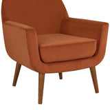 Comfort Pointe Accera Mid-Century Burnt Orange Velvet Arm Chair Burnt Orange