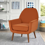 Comfort Pointe Accera Mid-Century Burnt Orange Velvet Arm Chair Burnt Orange