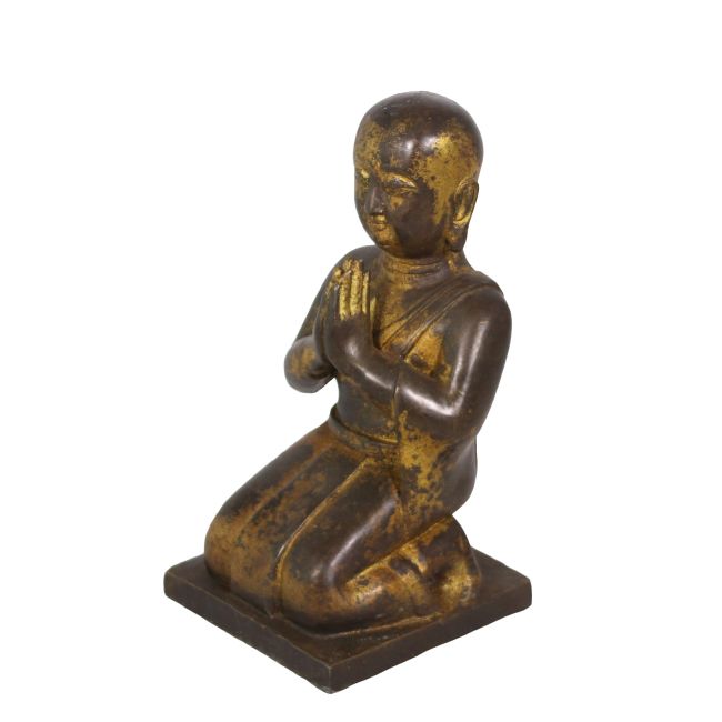 Lilys Gilt Bronze Praying Monk Kneel Down 8044