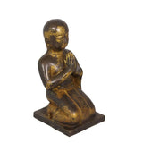 Lilys Gilt Bronze Praying Monk Kneel Down 8044