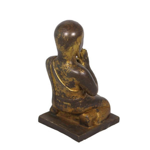 Lilys Gilt Bronze Praying Monk Kneel Down 8044