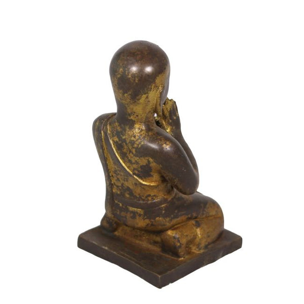 Lilys Gilt Bronze Praying Monk Kneel Down 8044