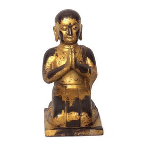 Lilys Gilt Bronze Praying Monk Kneel Down 8044