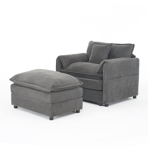 English Elm Oversized Chenille Lounge Chair with Detachable Ottoman Deep Cushioned Living Room Seat W3163S00069