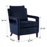 Comfort Pointe Questa Navy Blue Velvet Accent Arm Chair  Navy Blue