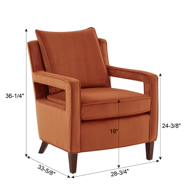Comfort Pointe Questa Burnt Orange Velvet Accent Arm Chair  Burnt Orange