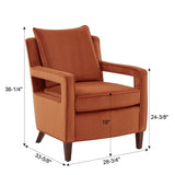 Comfort Pointe Questa Burnt Orange Velvet Accent Arm Chair  Burnt Orange