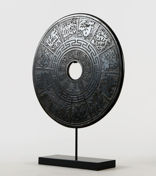 Lilys Black Marble Disk  With 12 Zodiac Symbols Dicontinued 8045