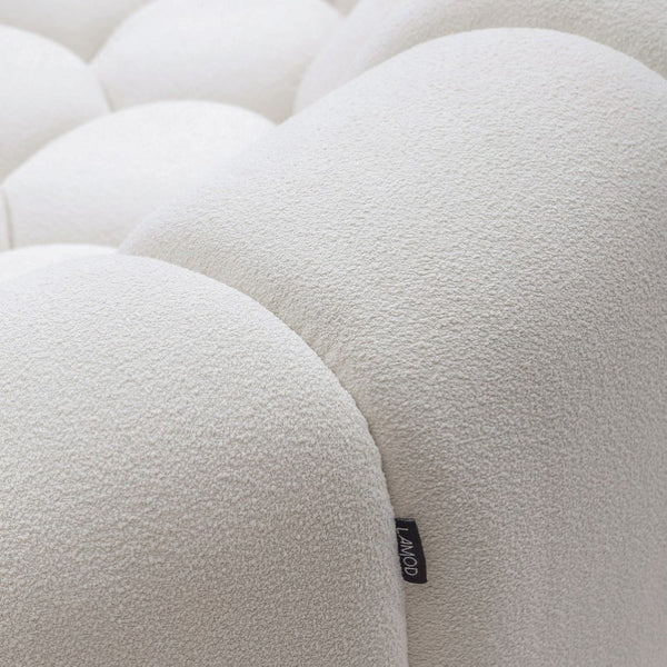 VIG Furniture Yolonda Curved Off-White Teddy Loveseat With Hexagonal Tufting, Solid Wood Frame, Seats 2 (86.6") VGEV2126C-LOVE-C-00