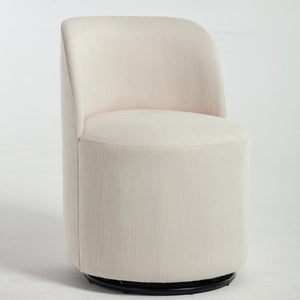 English Elm Set Swivel Barrel Accent Chair Armless Linen Upholstered Compact Seat for Dining Vanity Bedroom Beige W3244P454053