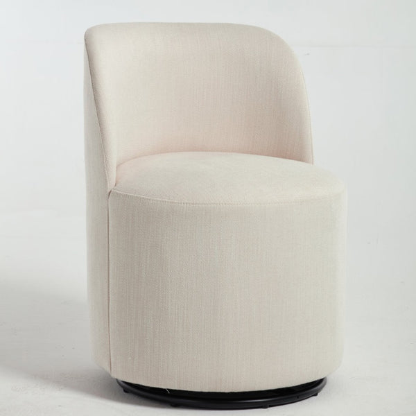 English Elm Set Swivel Barrel Accent Chair Armless Linen Upholstered Compact Seat for Dining Vanity Bedroom Beige W3244P454053