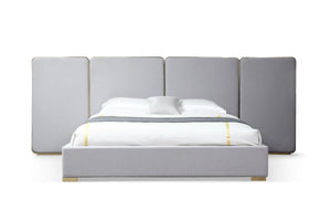 VIG Furniture Modrest Athena - Modern Light Grey Linen + Gold Bed VGVC-BD2233-BED