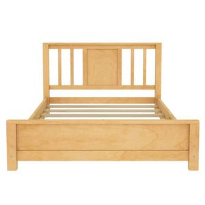 English Elm Twin Low Profile Floor Bed with Guardrails Pine Wood Frame Minimalist Bedroom Natural W1580P438799