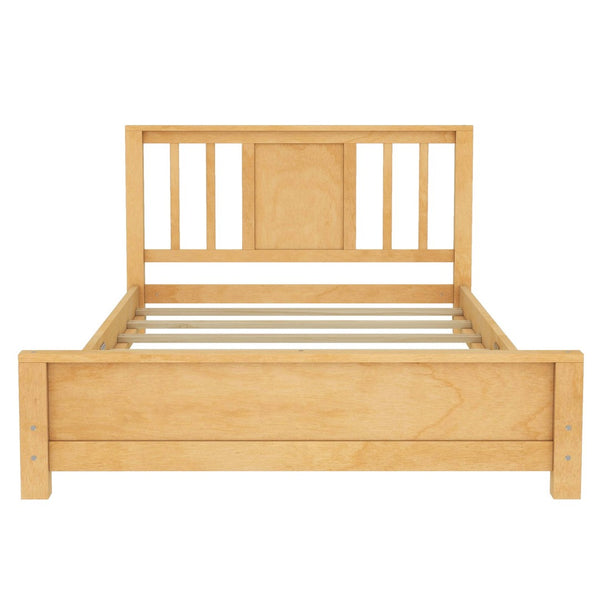 English Elm Twin Low Profile Floor Bed with Guardrails Pine Wood Frame Minimalist Bedroom Natural W1580P438799