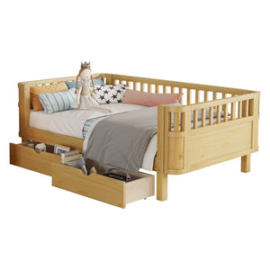 English Elm Twin Kids Platform Bed Teddy Fabric Upholstered with Bunny Cushions and Safety Rails W2593P395956