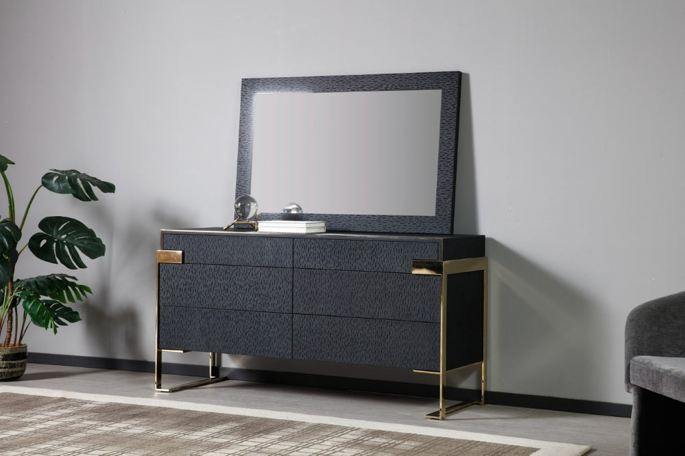 VIG Furniture Rothsay Wenge Oak Veneer Wall Mirror 47.2"X29.9" — Slim Rectangular Modern Frame For Entryway VGVC-J096A-M