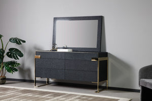 VIG Furniture Modrest Athena & Rothsay - Modern Grey Fabric + Wenge + Gold Bedroom Set VGVC-BD2233-SET