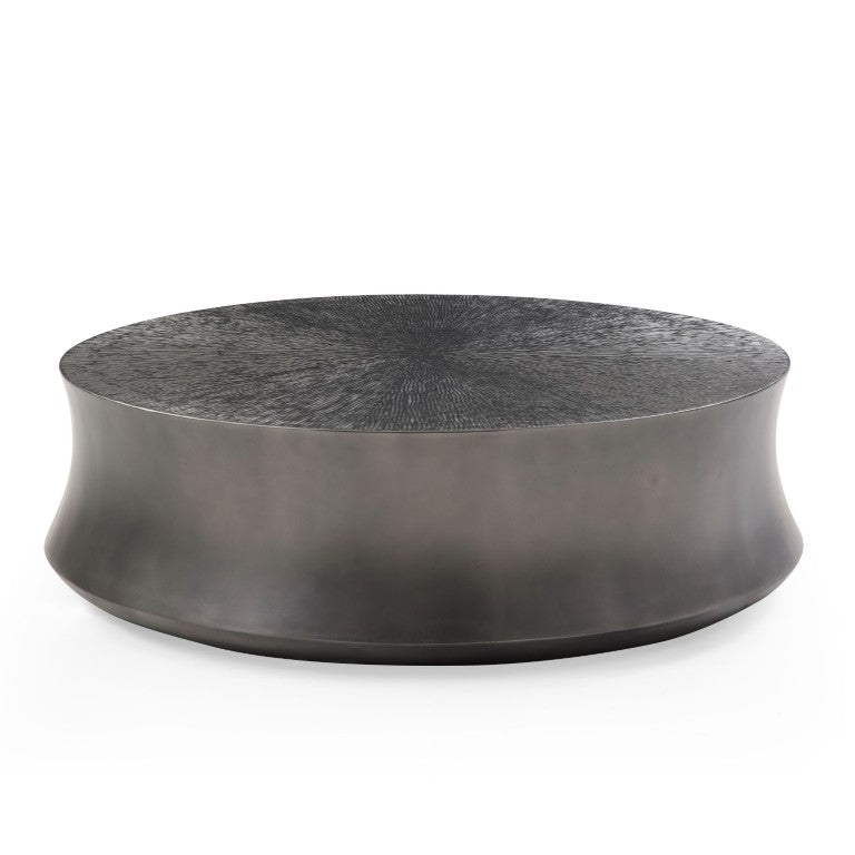 VIG Furniture Airdrie Modern Antique Grey Large Round Coffee Table — Sculptural Fiberglass Top, Ready-To-Use Elegance VGVC-CT2169-1