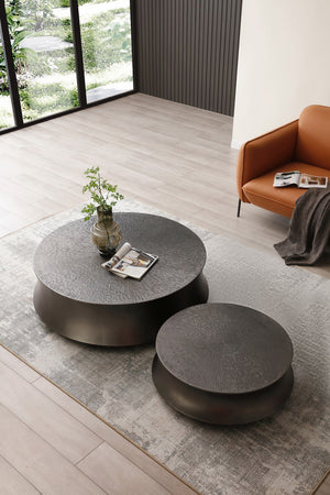 VIG Furniture Modrest Airdrie - Modern Antique Grey Round Coffee Table Set VGVC-CT2169-SET