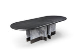 VIG Furniture Modrest Renfew - Modern Black Oak + Faux Marble Oval Dining Table VGVCT2203-DT