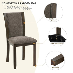 English Elm Dining Chairs Set of 4 Rubberwood Frame Linen Seat Minimalist Kitchen Seating W1998P373007