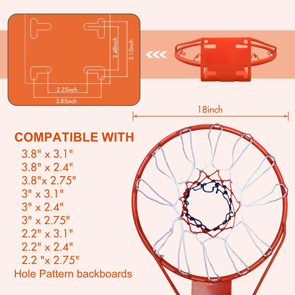 English Elm Double Fish 18 Inch Wall Mounted Mini Basketball Hoop Acrylic Backboard Indoor Play W3087P376139
