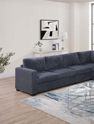English Elm Elegant Plush 4-Pc Sectional Sofa Set with Corduroy Upholstery Spacious L-Shaped Lounge for 5 Dark Gray 54 L x 39 W x 27 H B011S01748