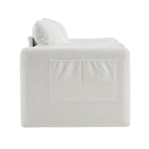English Elm 003-Modern Loveseat Plush Chenille 2-Seater Sofa, High-Density Foam Cushions, 60" Compact Ivory White for Small Spaces W2636P232358