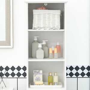 English Elm Kleankin Slim Bathroom Storage Cabinet - Tall Linen Tower With Adjustable Shelves & Drawer, White W2225P217012