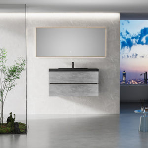 English Elm 42" Floating Bathroom Vanity Wall Mounted Ash Cabinet Soft Close Integrated Basin W1573P155847
