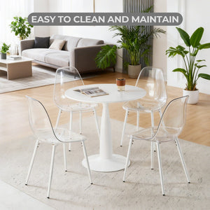 English Elm 31.5inch Tulip Pedestal Round Dining Table White Mdf Mid-century Modern for Small Spaces W3766P410237
