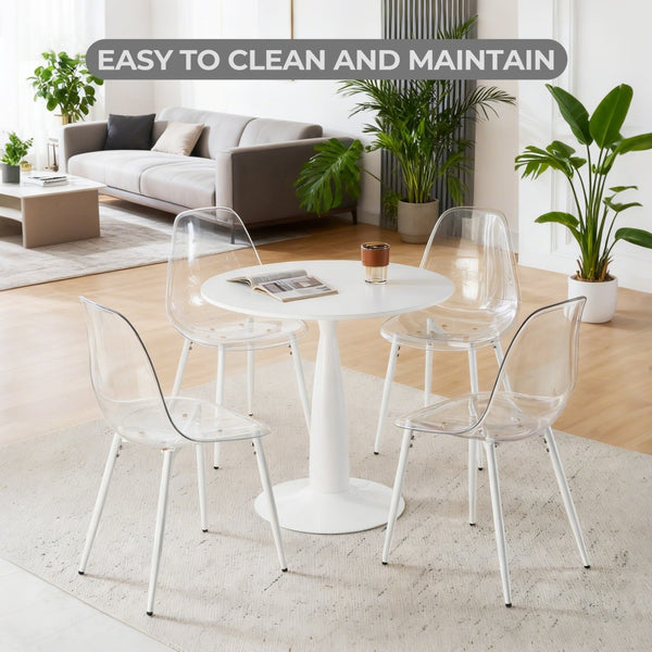 English Elm 31.5inch Tulip Pedestal Round Dining Table White Mdf Mid-century Modern for Small Spaces W3766P410237
