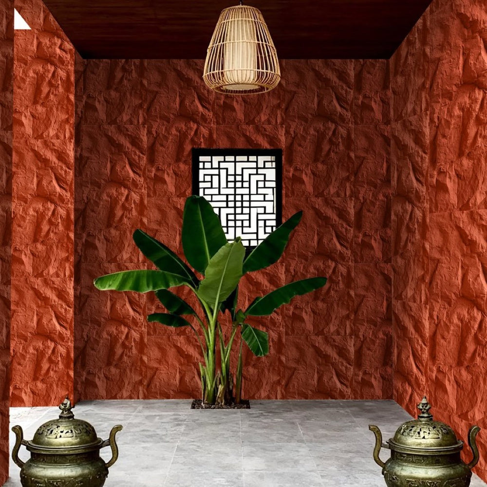 English Elm 3d Faux Rock Stone Polyurethane Wall Panels Lightweight Waterproof Interior Accent Set Crimson Red W347P464231