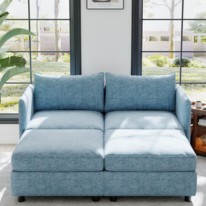 English Elm Love Seat Couches - Versatile Mid-Century Modern Sofa With Storage For Small Spaces And Comfort W680S00016