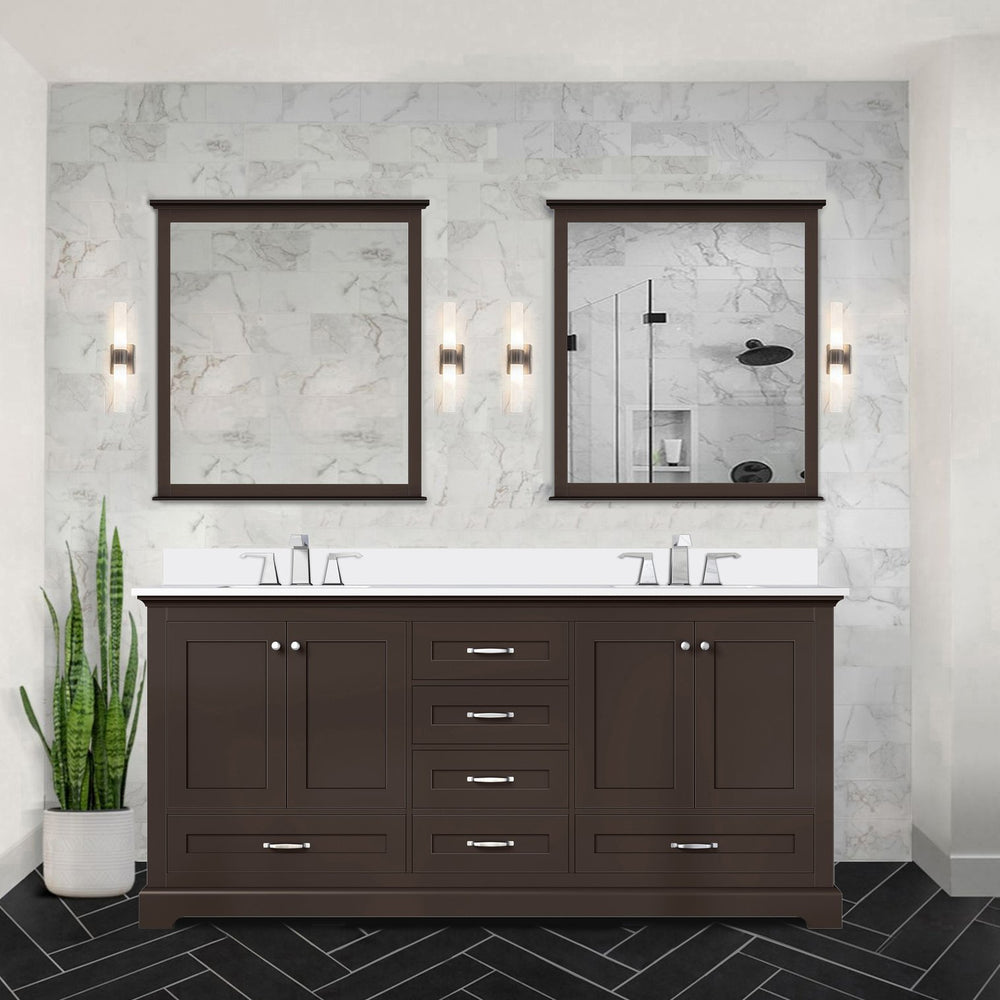 English Elm Espresso 72 in Double Bath Vanity with Cultured Marble Top, Solid Wood, Soft-Close Drawers, Storage B2731P258395