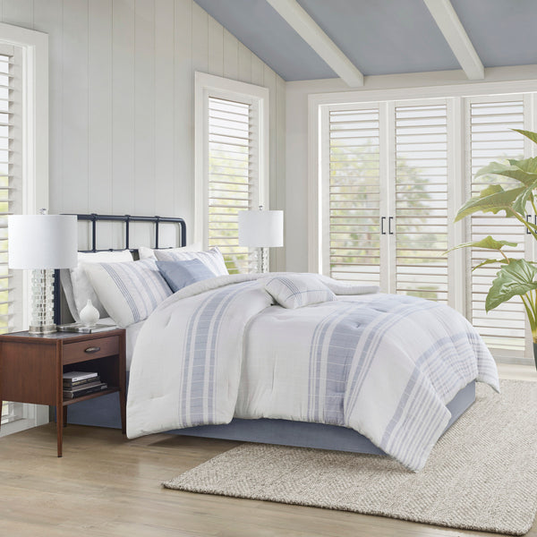 English Elm 6 Piece Cotton Jacquard Oversized Comforter Set - Luxurious Bedding With Decorative Pillows & Bedskirt B035P280376