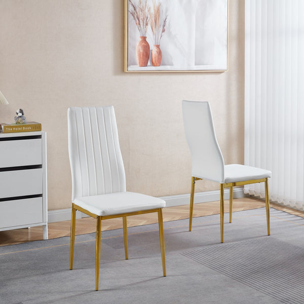 English Elm Chair Chair Set Of 4 With Elegant Golden Legs And Stylish White Seats For Modern Dining And Living Spaces W234P302684