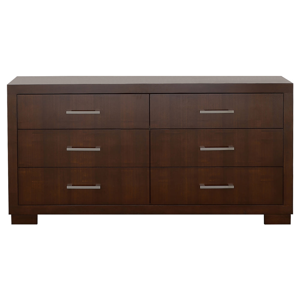 English Elm Polk Cappuccino 6-Drawer Dresser with Broad Top and Long Bar Pulls, Rich Finish for Calm Bedroom Style B062P378452