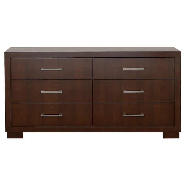 English Elm Polk Cappuccino 6-Drawer Dresser with Broad Top and Long Bar Pulls, Rich Finish for Calm Bedroom Style B062P378452