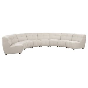 English Elm Sycamore Demi-Lune 8-Piece Curved Upholstered Sectional Sofa in Ivory — Elegant Armless Modular Design B062S01078