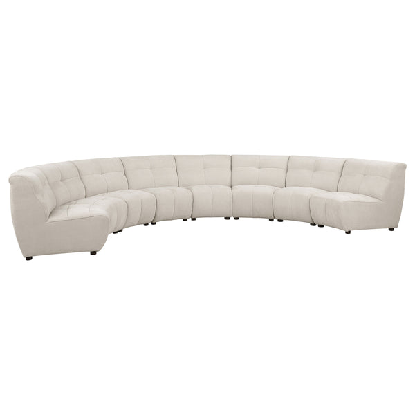 English Elm Sycamore Demi-Lune 8-Piece Curved Upholstered Sectional Sofa in Ivory — Elegant Armless Modular Design B062S01078