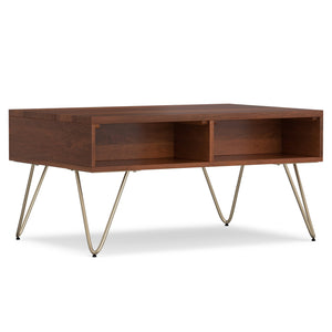 English Elm Hunter Lift-Top Coffee Table - Handcrafted Umber Brown & Gold Metal, Versatile Storage Solution For Any Space B136P158745